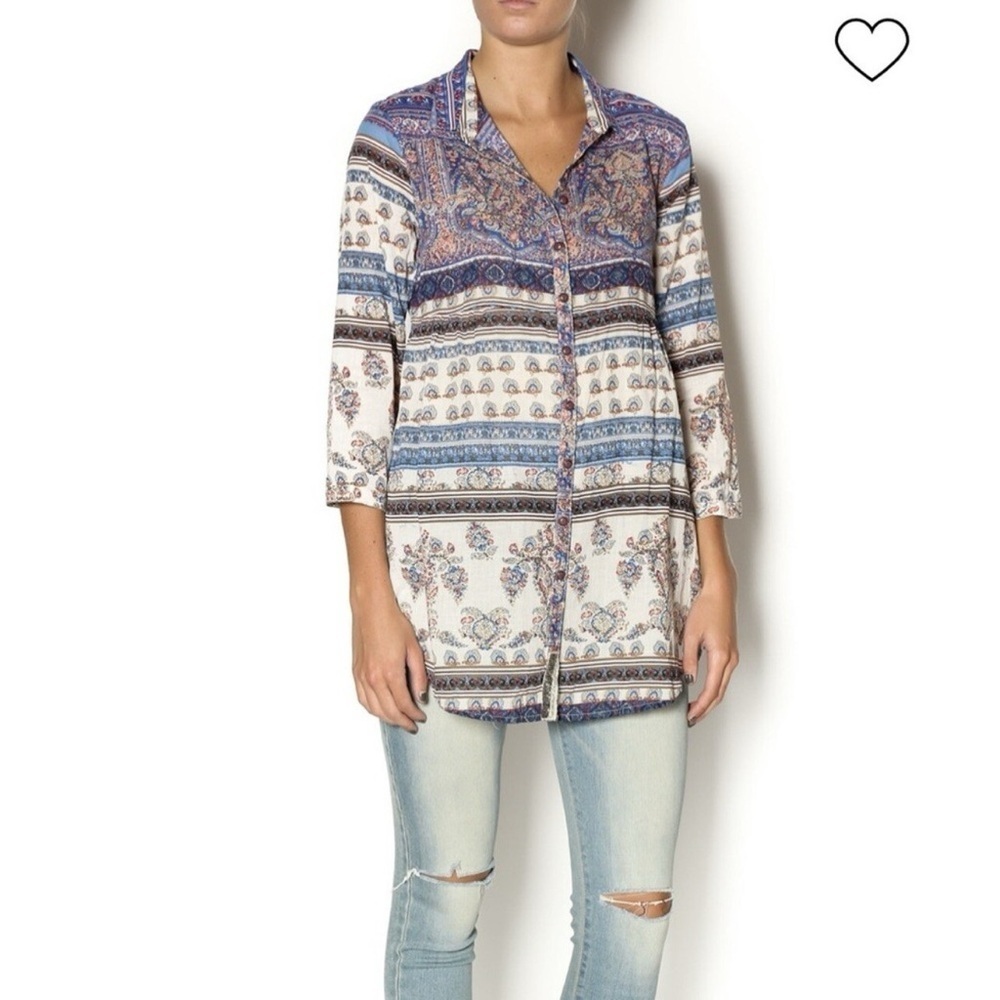 Aratta my memory button up tunic top small